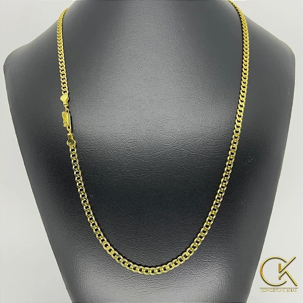 Corrente Grumet Banhada a Ouro 18K Chapado - 5mm - 60 ou 70cm - Fecho Gaveta; vapevaportabacaria.com